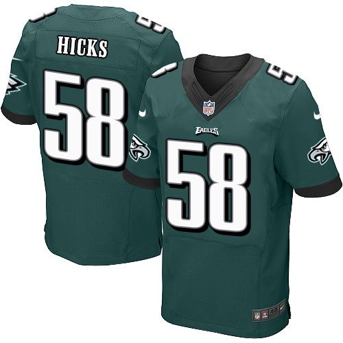 Men's Elite Jordan Hicks Nike Jersey Midnight Green Home - #58 NFL Philadelphia Eagles